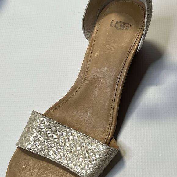 UGG Cream and Tan Wedge Sandals - Picture 13 of 14